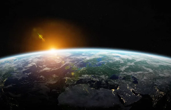 Utsikt over blå planet Jorden i 3D-gjengivelseselementer av dette – stockfoto