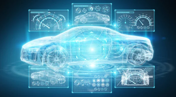 Modern digital smart bil gränssnitt 3d-rendering — Stockfoto