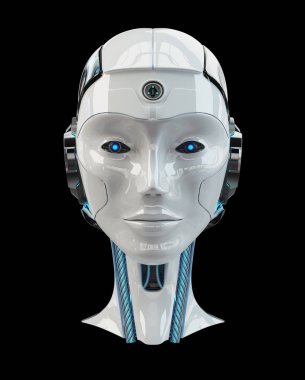 Cyborg baş yapay zeka 3d render