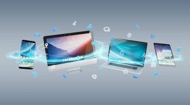 Teknik cihazlar ve simgeler uygulamaları 3d işleme bağlı