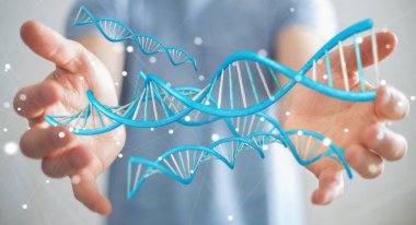 Modern Dna yapısı 3B oluşturmayı kullanarak iş adamı