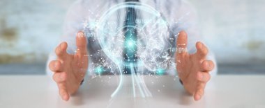 Dijital yapay zeka arabirimi 3d r kullanarak iş adamı
