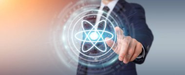 Modern molekül yapısı 3B oluşturmayı kullanarak iş adamı