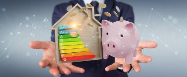 3d render puan iyi enerji grafikle tasarruf işadamı