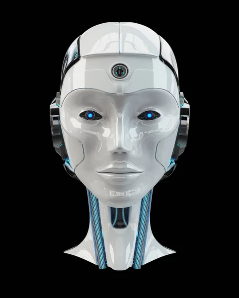 Cyborg head intelligenza artificiale rendering 3D — Foto Stock