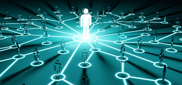 Leader connecting a group of people 3D rendering