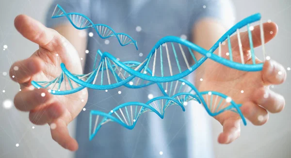 Geschäftsmann mit moderner DNA- Struktur 3D-Rendering — Stockfoto