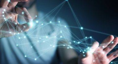 Uçan ağ bağlantısı 3B oluşturmayı kullanarak iş adamı