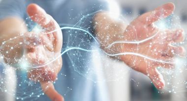 Dijital ağ bağlantısı küre 3B oluşturmayı kullanarak iş adamı