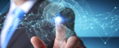 ABD dünya harita arabirimi 3d işlemesini kullanan iş adamı