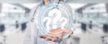 Dijital soru işaretleri arabirimi 3d rendering kullanarak doktor