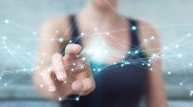 Uçan ağ bağlantısı 3B oluşturmayı kullanarak iş kadını