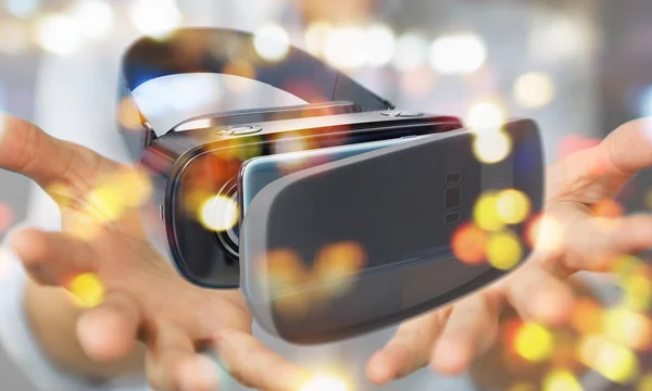 Empresa que utiliza tecnología de gafas de realidad virtual 3D render — Foto de Stock