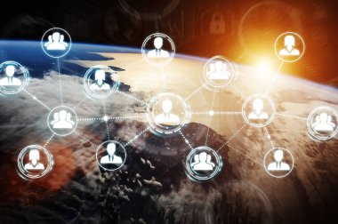 Planet Earth 3d render dijital sosyal ağ