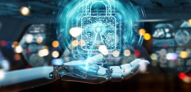 Beyaz robot el dijital veriler 3B oluşturmayı güvenliğini sağlama
