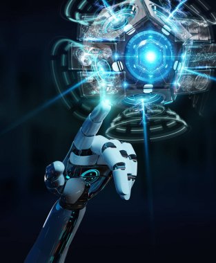 Drone güvenlik kamera 3B oluşturmayı kullanarak beyaz insansı ele