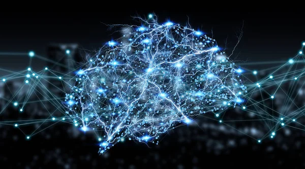 Mänskliga hjärnan digital röntgen 3d-rendering — Stockfoto