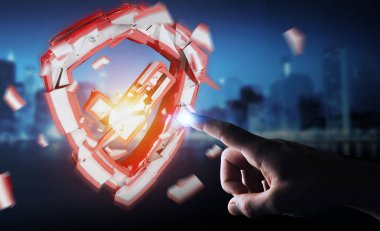 Güvenlik sonu 3d render karşı karşıya işadamı