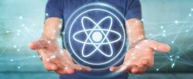 Modern molekül yapısı 3B oluşturmayı kullanarak iş adamı