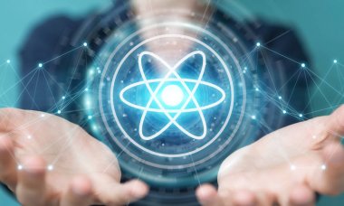 Modern molekül yapısı 3B oluşturmayı kullanarak iş kadını