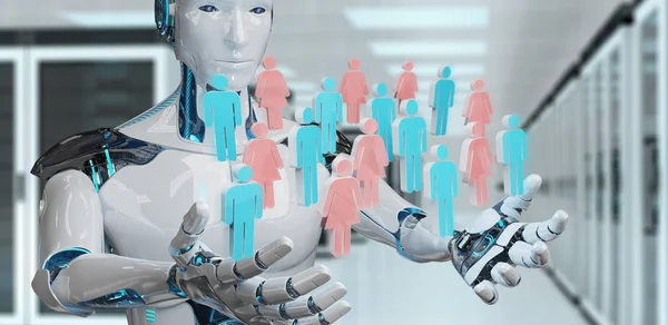 Blanco cyborg control grupo de personas 3D renderizado — Foto de Stock