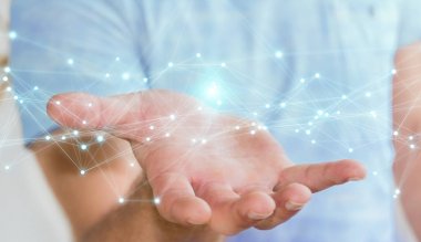 Uçan ağ bağlantısı 3B oluşturmayı kullanarak iş adamı