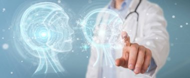 Dijital yapay zeka arabirimi 3d render kullanarak doktor