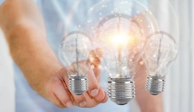 Bağlantıları 3d ren ile modern kesimine bağlayan işadamı