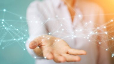 Uçan ağ bağlantısı 3B oluşturmayı kullanarak iş kadını