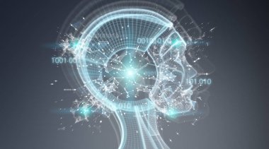 Dijital yapay zeka cyborg arabirimi 3d render