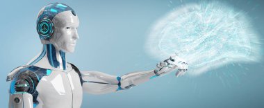 Beyaz adam insanımsı yapay zeka 3d render oluşturma