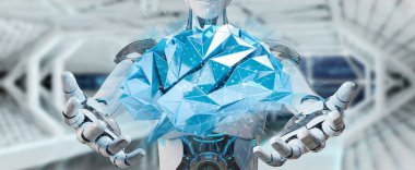 Beyaz adam insanımsı yapay zeka 3d render oluşturma