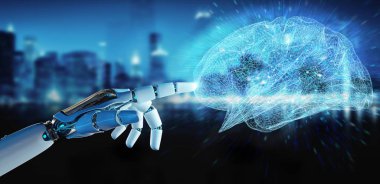 Beyaz insansı hanid yapay zeka 3d renderi oluşturma