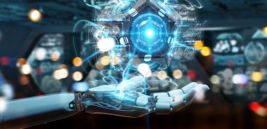 Drone güvenlik kamera 3B oluşturmayı kullanarak beyaz insansı ele