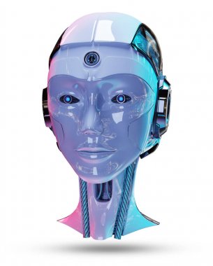 Cyborg baş yapay zeka 3d render