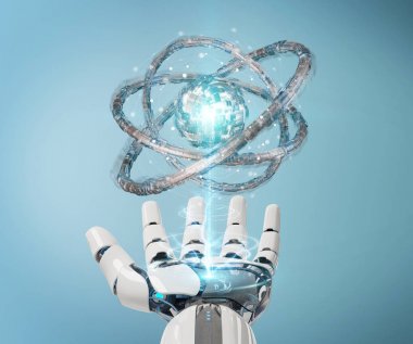 Beyaz robot el geleceğin teknolojisi yapısı 3d renderi oluşturma