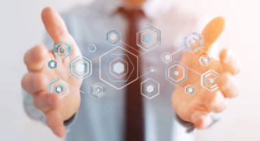 Bir siber saldırı 3d render engellemek için antivirus istimal iş adamı
