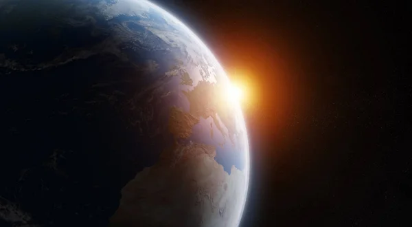 푸른 행성 지구가의 공간 3d 렌더링 요소에의 보기 — 스톡 사진
