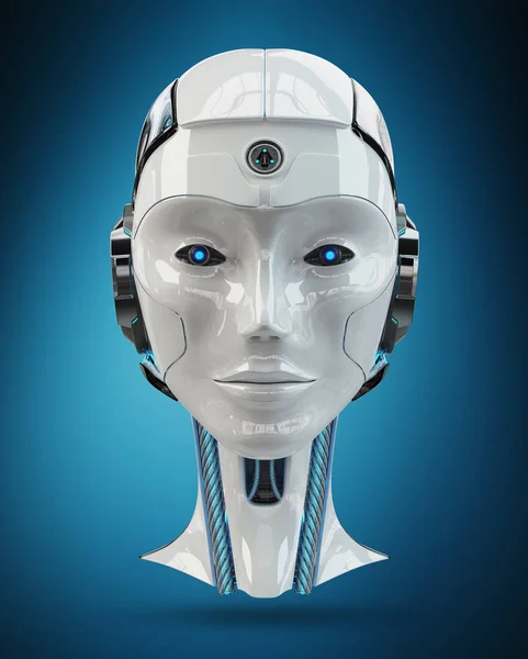 Cyborg head artificial intelligence 3D rendering — Stock Photo, Image