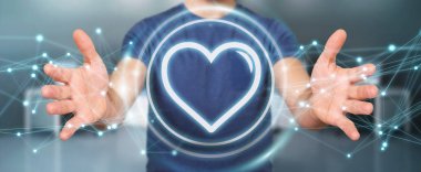 Online 3d parçalamak aşk bulmak için tanışma uygulama kullanarak iş adamı