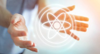 Modern molekül yapısı 3B oluşturmayı kullanarak iş adamı