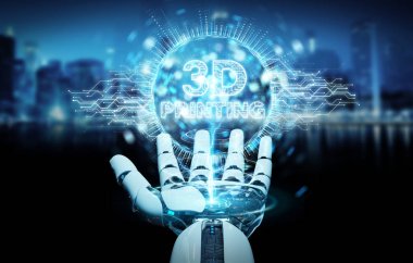3D baskı dijital hologram 3B oluşturmayı kullanarak robot beyaz el