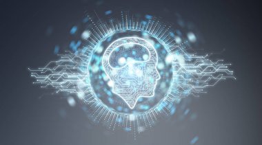Dijital yapay zeka simgesi hologram 3d render