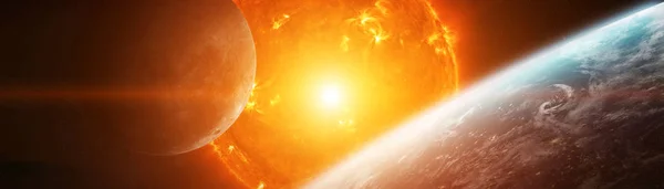Exploderende dichtbij van planeet aarde 3d weergave-elementen van deze im — Stockfoto