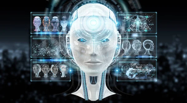 Digital artificial intelligence cyborg interface 3D rendering — Stock Photo, Image