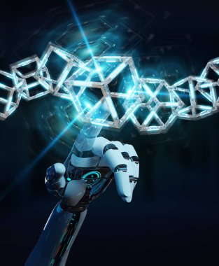 Beyaz robot el geleceğin teknolojisi yapısı 3d renderi oluşturma