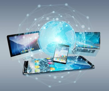 Teknik cihazlar ve simgeler uygulamaları 3d işleme bağlı