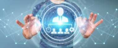 İş liderlik grafik 3B oluşturmayı kullanarak iş adamı