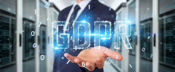 Empresario que utiliza la interfaz digital GDPR Renderizado 3D —  Fotos de Stock