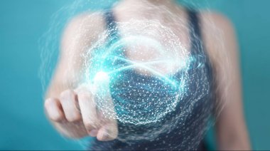 Dijital ağ bağlantısı kullanarak işkadını 3d renderi Küre